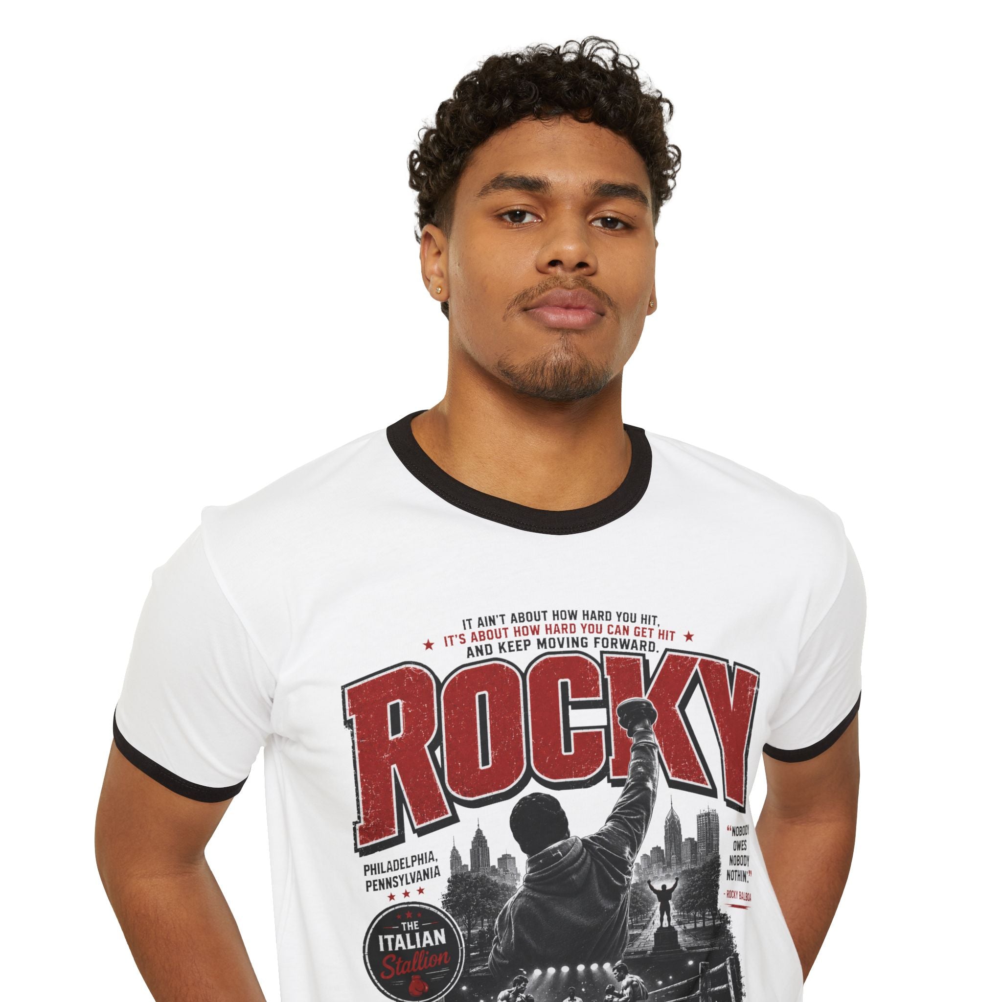 Rocky Vintage Ringer T-Shirt – One More Round Retro Boxing Tee