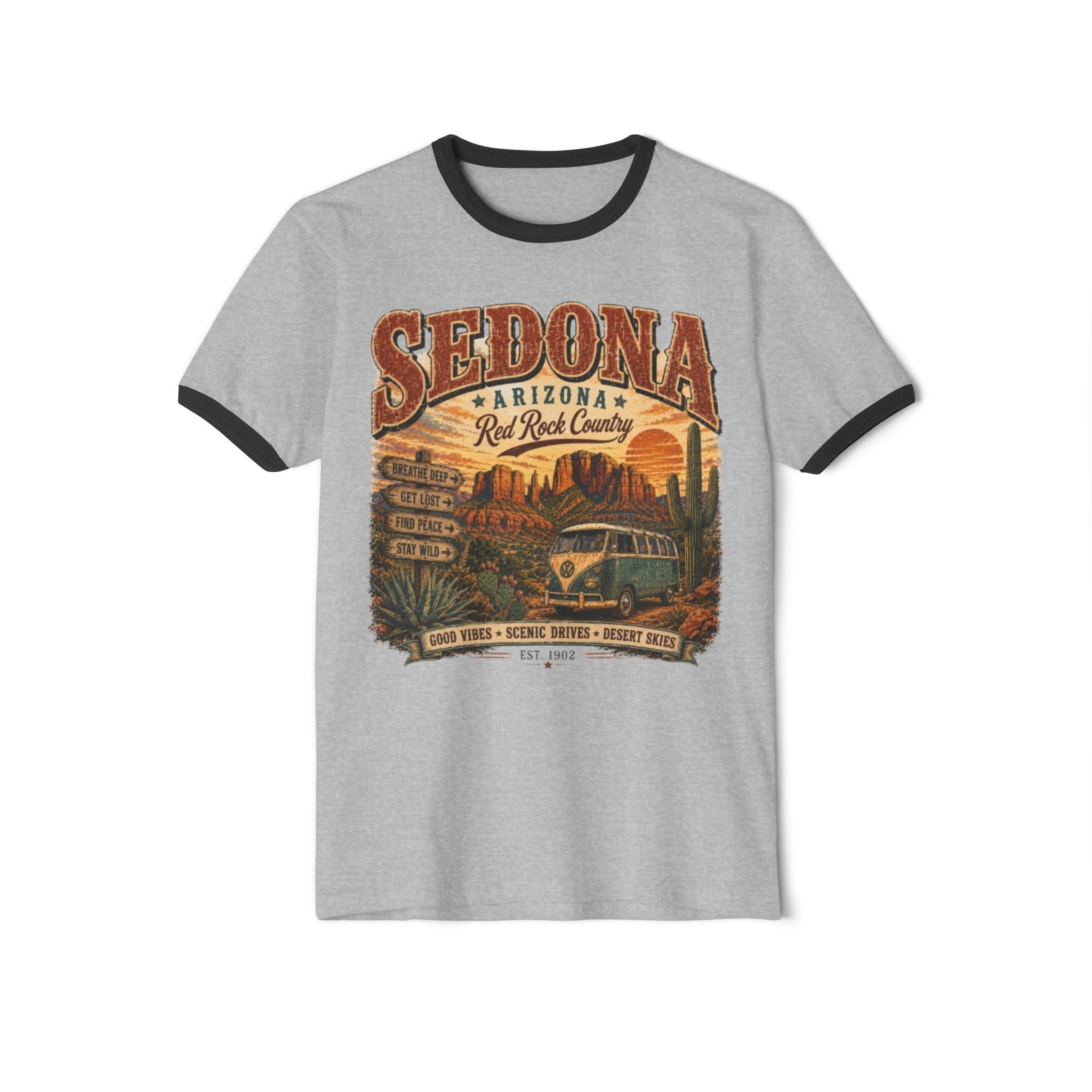 Sedona Arizona Vintage Van Ringer Tee — Red Rock Road Trip T-Shirt