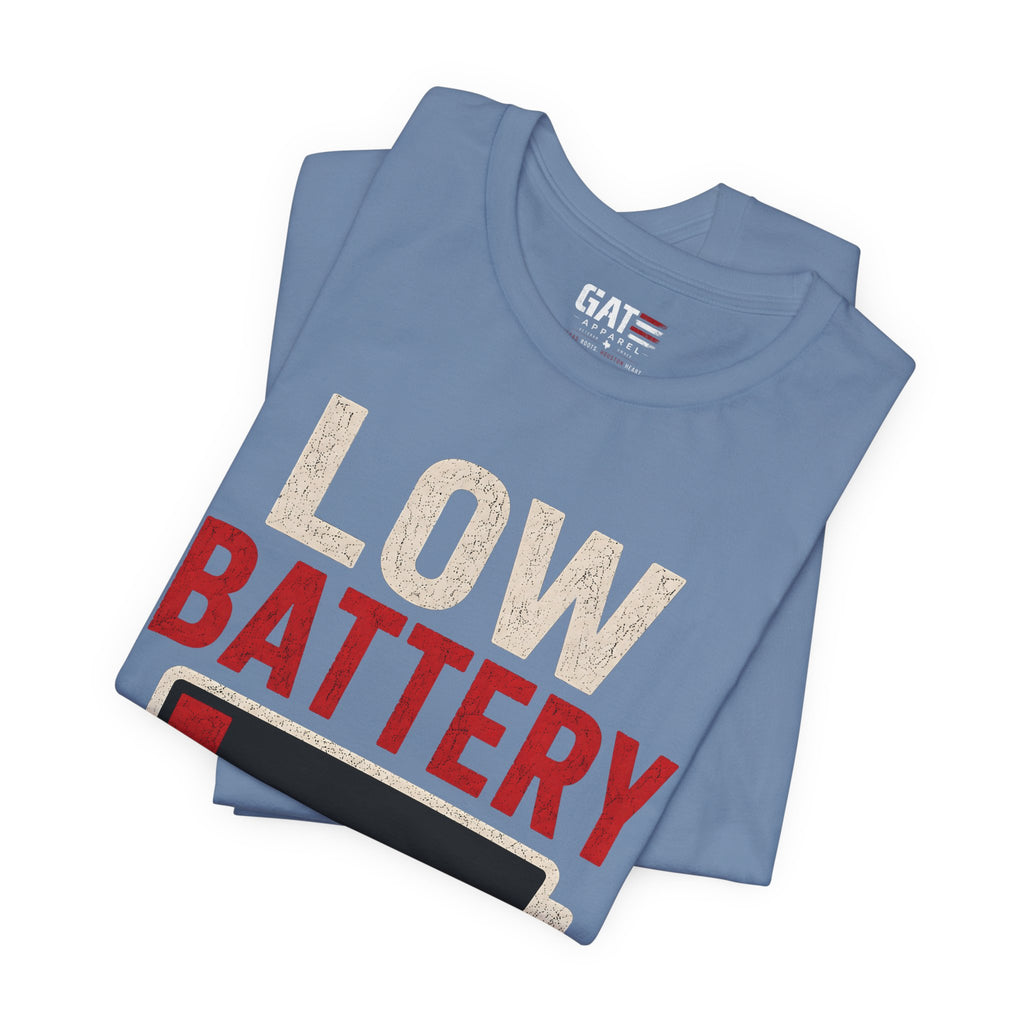 Low Battery Dad of 2 Kids Shirt, Funny Tired Dad Tee, Father of Four Gift, Parenting Humor Shirt, Exhausted Dad Graphic Tee