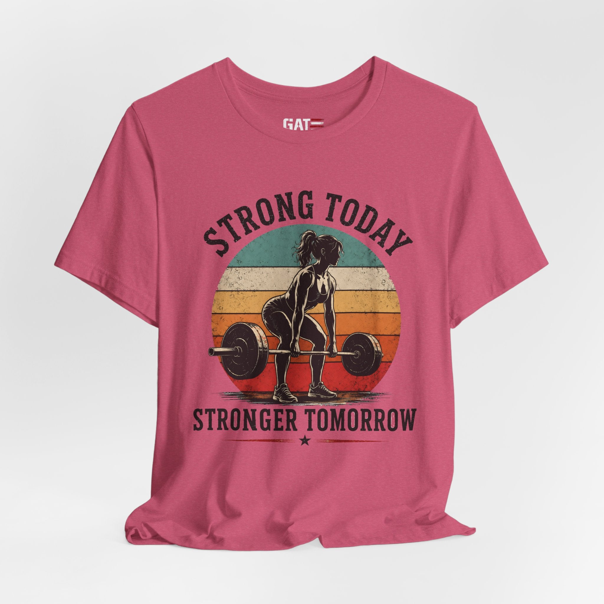 Strong Today Stronger Tomorrow Shirt, Women's Gym Shirt, Retro Weightlifting Tee, Fitness Gift for Women