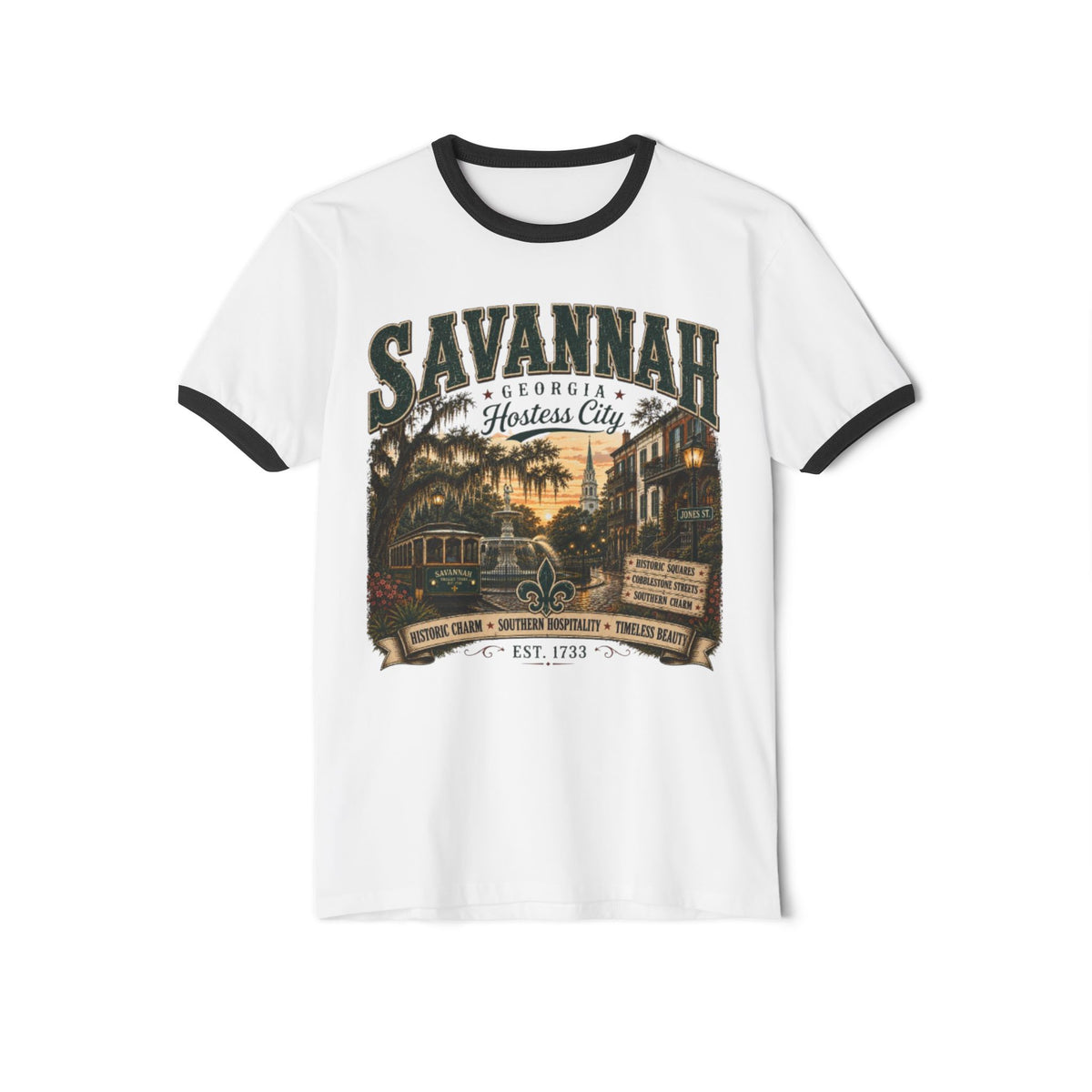 Savannah Georgia Ringer Shirt | Vintage Travel Tee