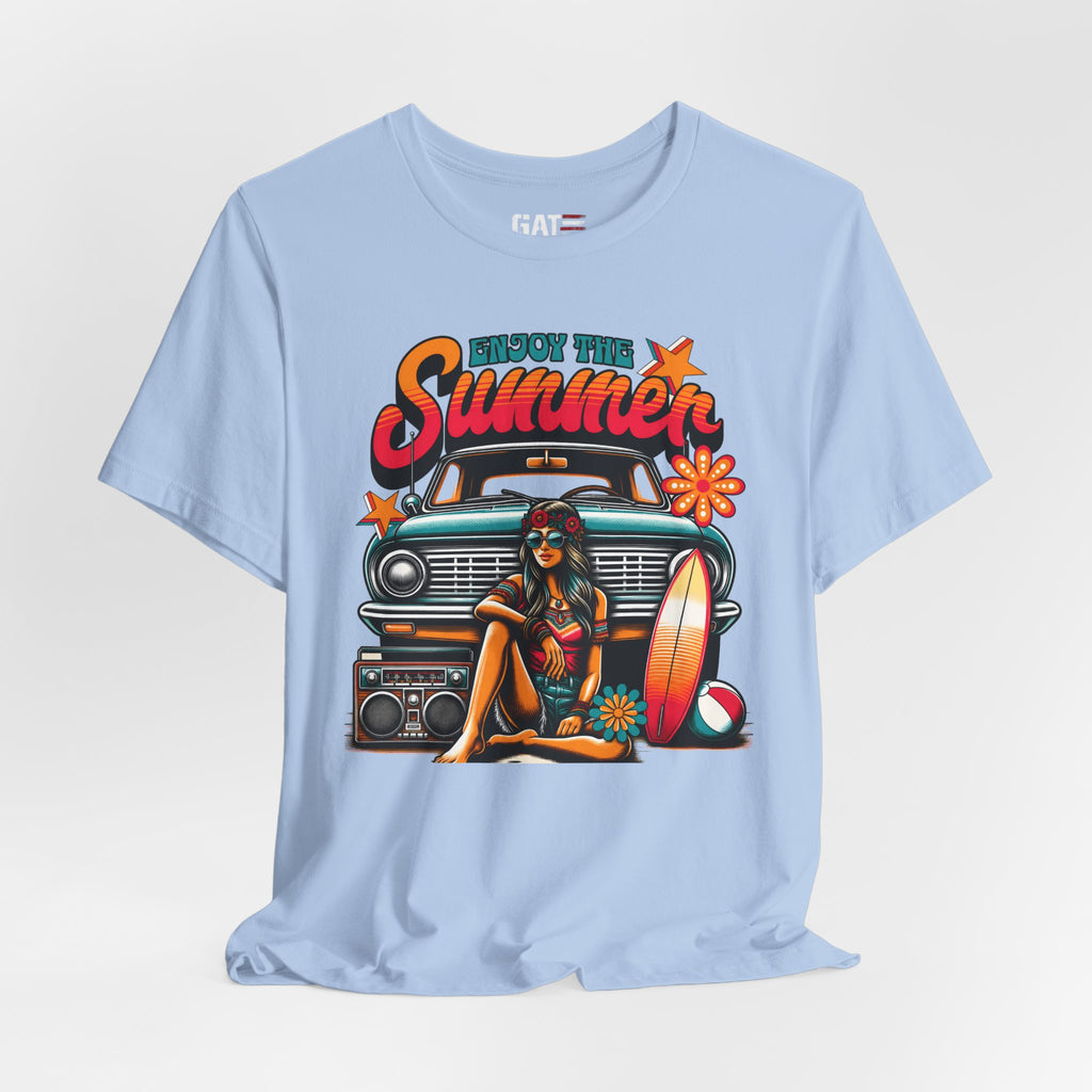 Enjoy The Summer Shirt, Retro Beach Tee, Vintage Surf Shirt, Hippie Summer T Shirt, Boho Vacation Shirt, Groovy Summer Graphic Tee