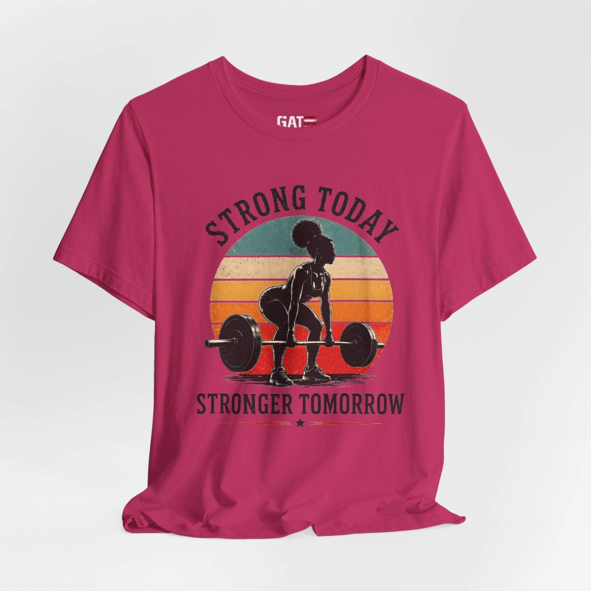 Strong Today Stronger Tomorrow Shirt, Women's Gym Shirt, Retro Weightlifting Tee, Fitness Gift for Women