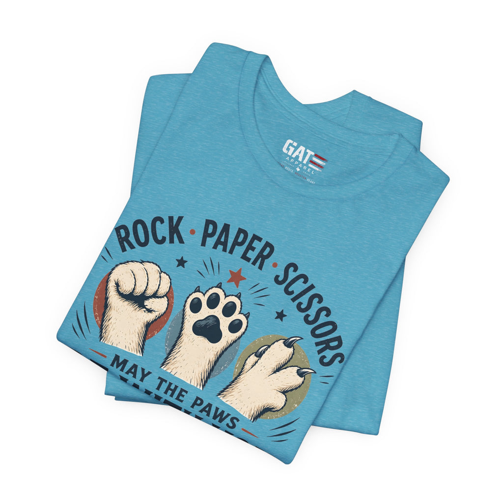 Rock Paper Scissors Cat Shirt, May The Paws Be With You Tee, Funny Cat Lover Gift, Cute Pet Paw Graphic Tee, Cat Mom Dad Shirt