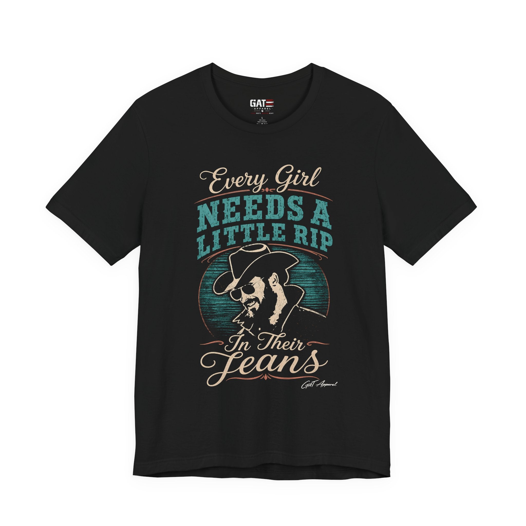 Every Girl Needs A Little Rip In Their Jeans Blue Text Shirt |Dutton Ranch | Yellowstone Inspired Shirt