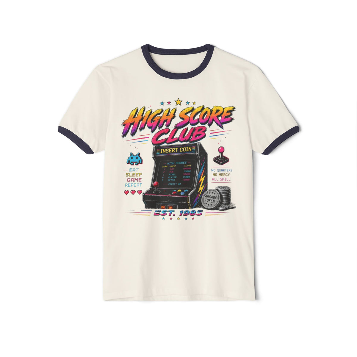 High Score Club Ringer Shirt | Vintage Arcade Gaming Tee