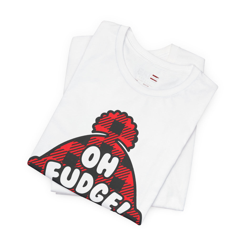 Oh Fudge! Plaid Beanie Graphic Tee — Funny Holiday Winter Shirt