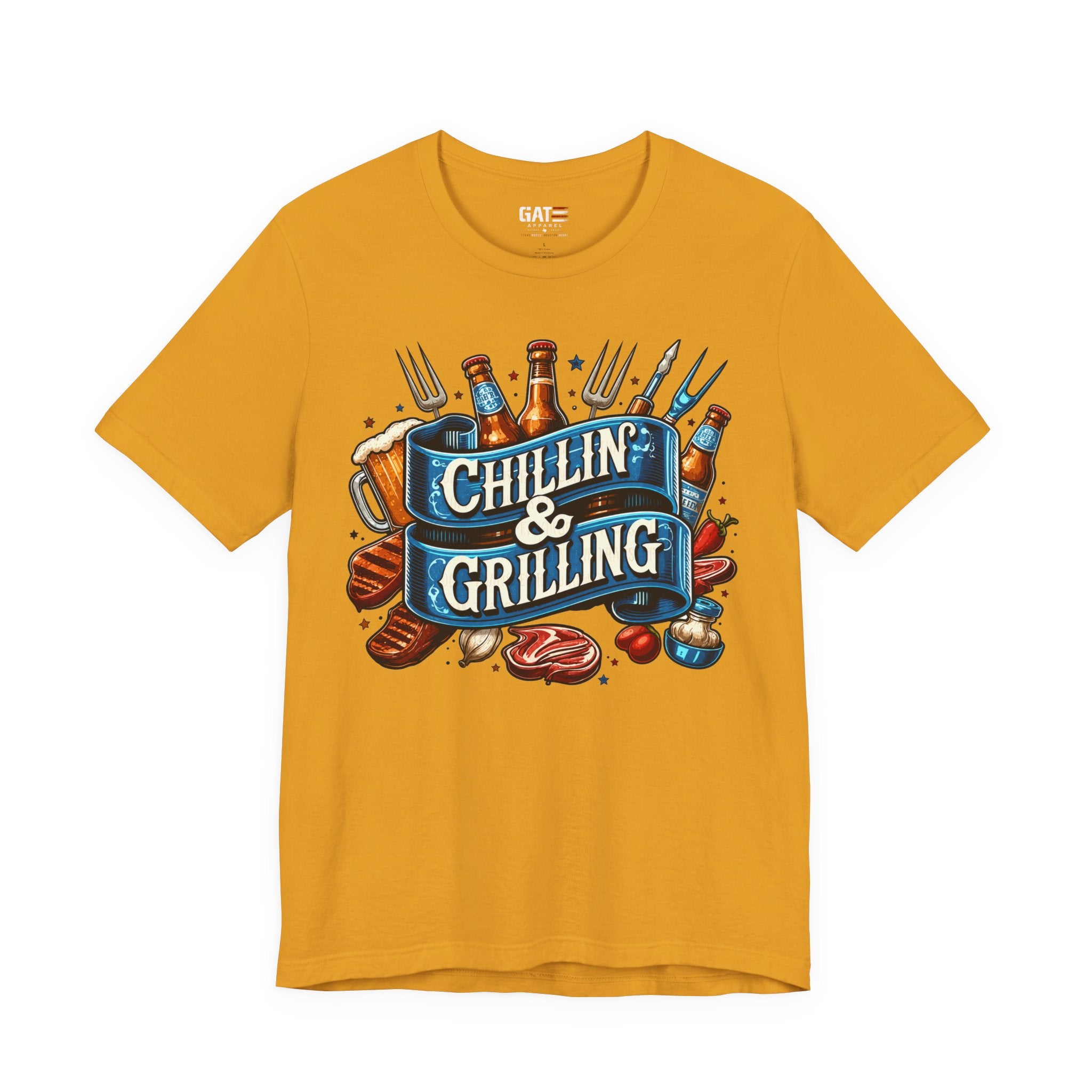 Chillin' & Grilling T-Shirt – BBQ Beer Grill Graphic Tee for Backyard Cookouts