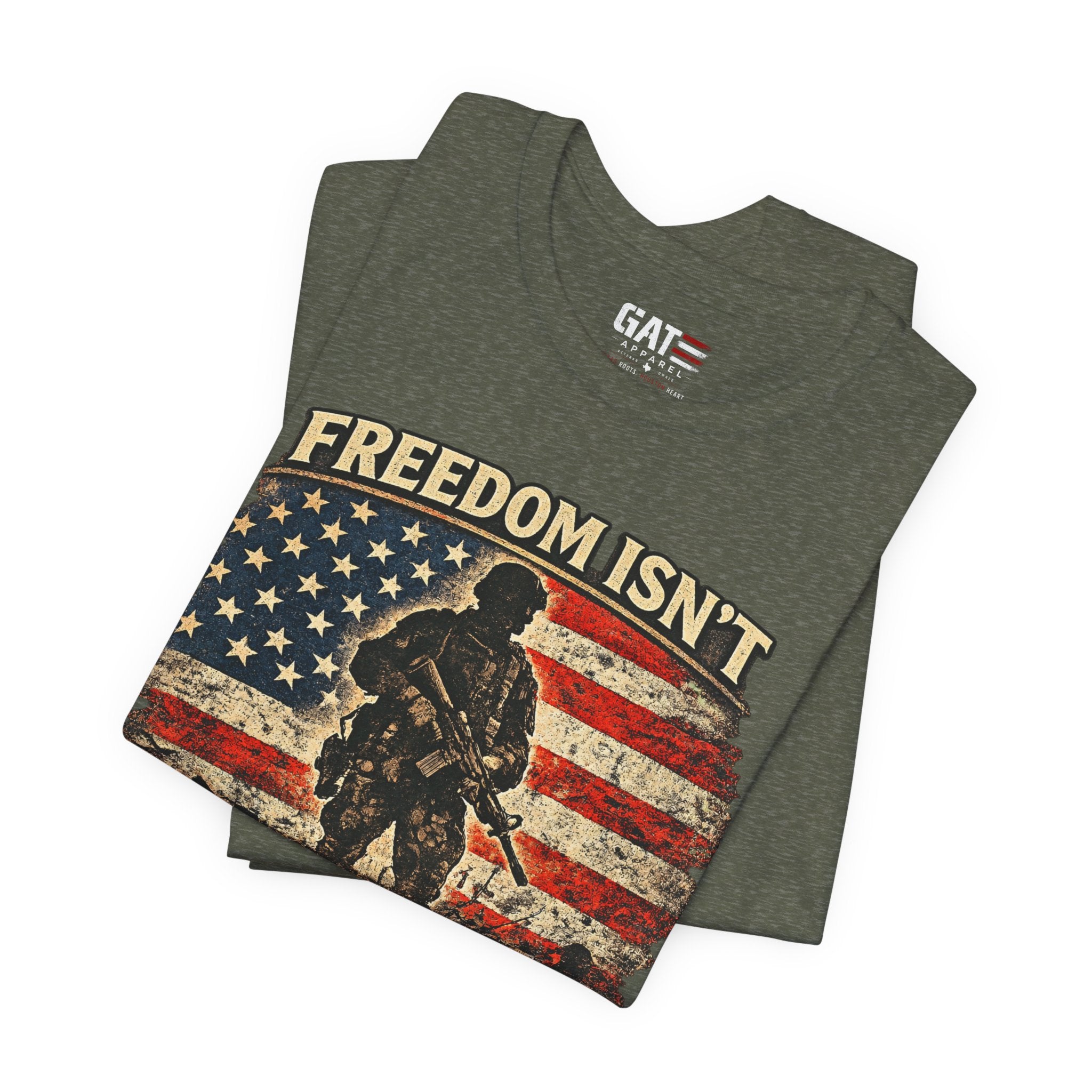 Freedom Isn't Inherited Tee — Patriotic Veteran American Flag T‑Shirt (1776–2026)