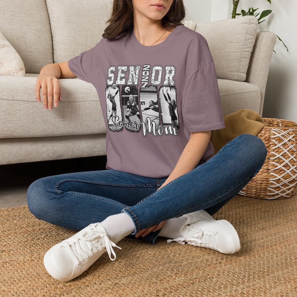 Senior Volleyball Mom T‑Shirt Personalized Photos and Name
