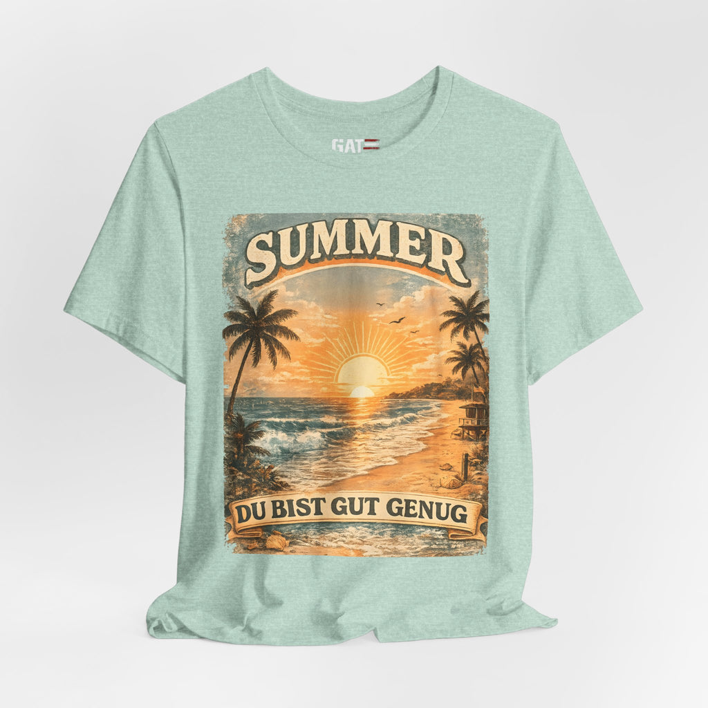 Du Bist Gut Genug Shirt, You Are Enough Tee, Summer Beach Sunset Graphic Shirt, German Quote Retro Aesthetic Tee