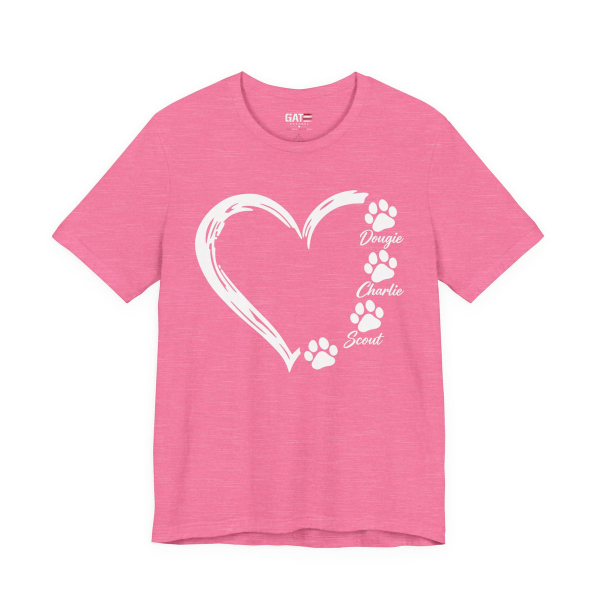 Personalized Pet Paw Heart Shirt | Custom Dog Names Tee
