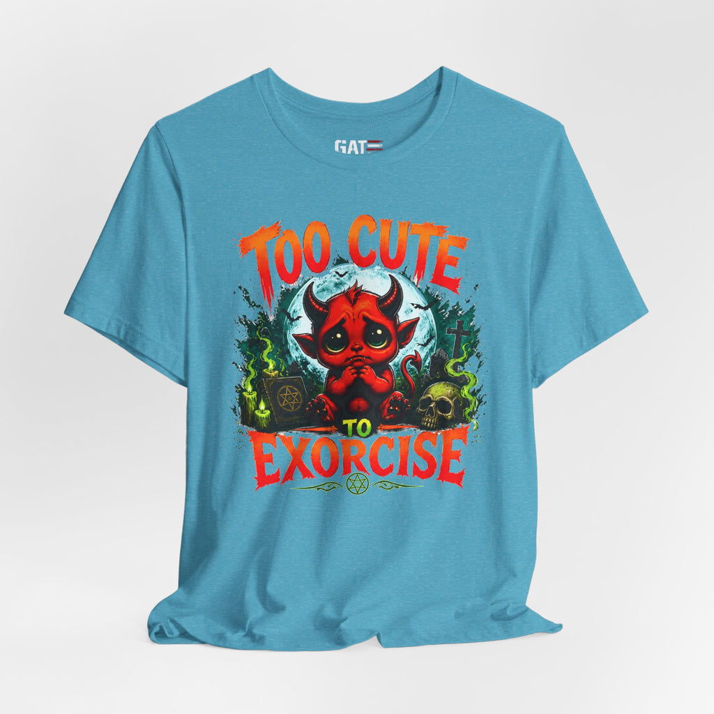 Too Cute to Exorcise T-Shirt — Cute Devil Graphic Tee (Halloween)