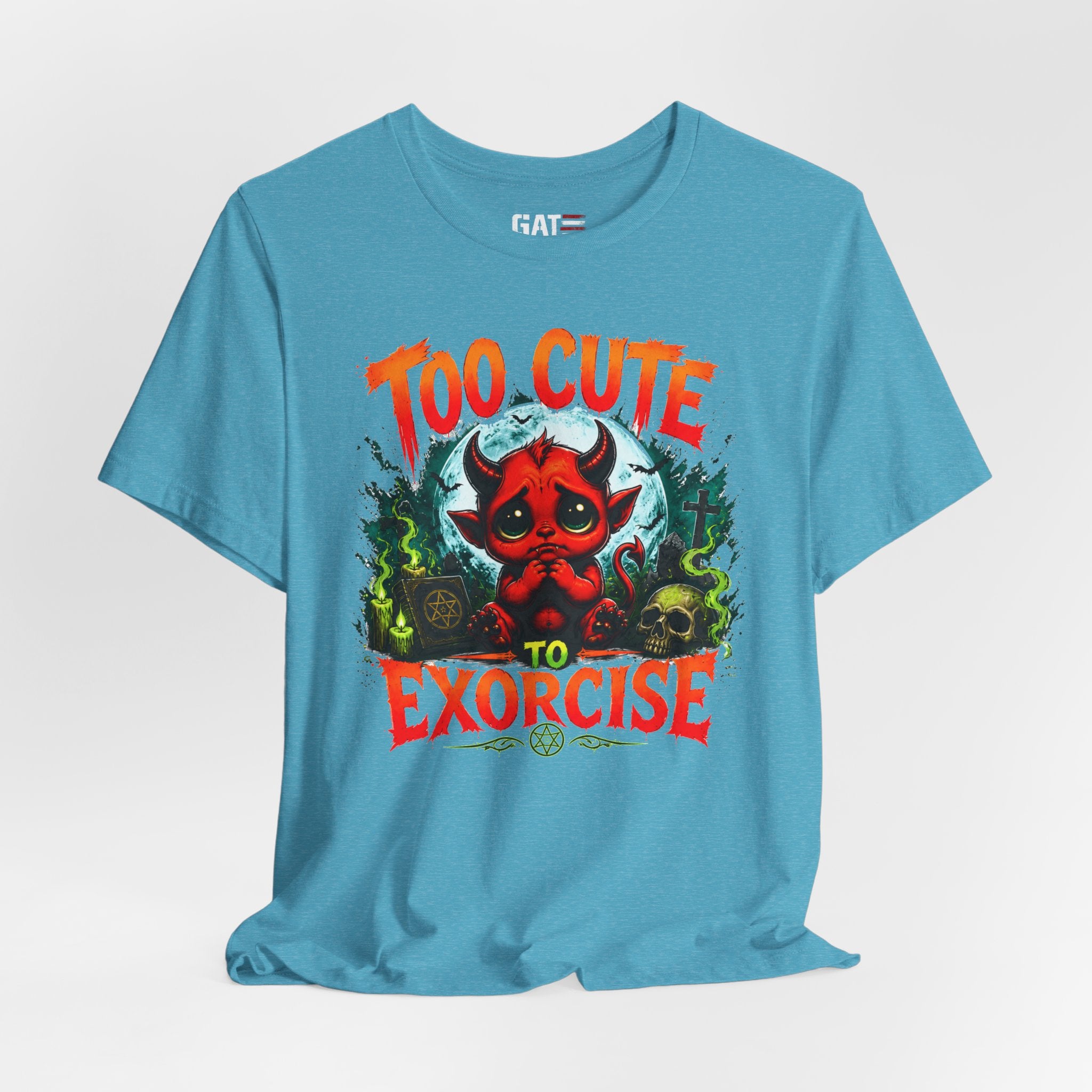 Too Cute to Exorcise T-Shirt — Cute Devil Graphic Tee (Halloween)