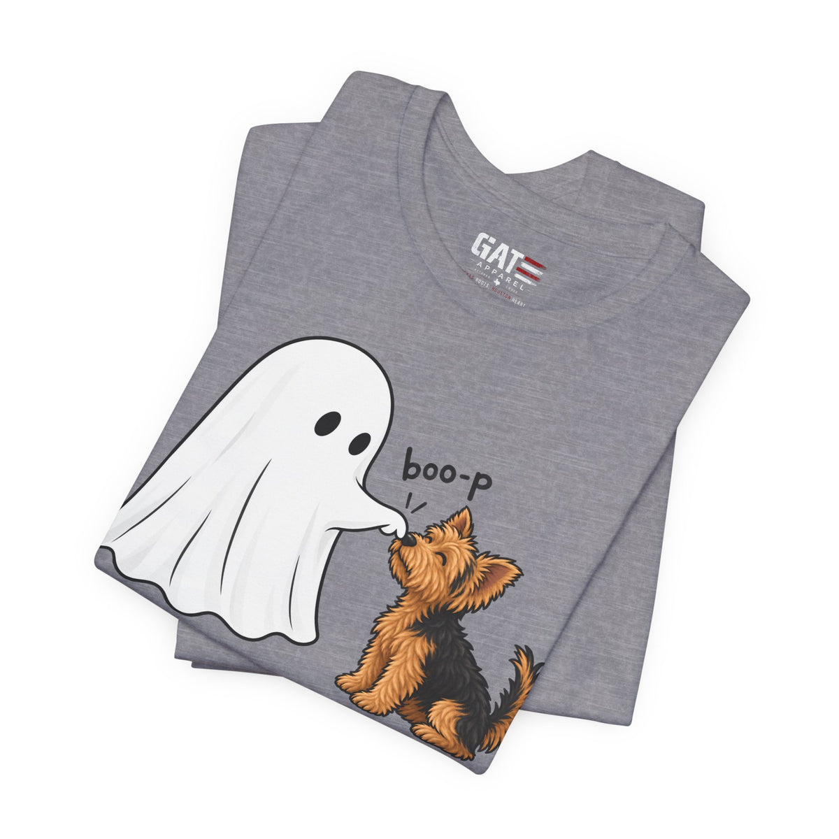 Halloween Ghost & Terrier— "boo-p" Cute Dog Halloween T-Shirt