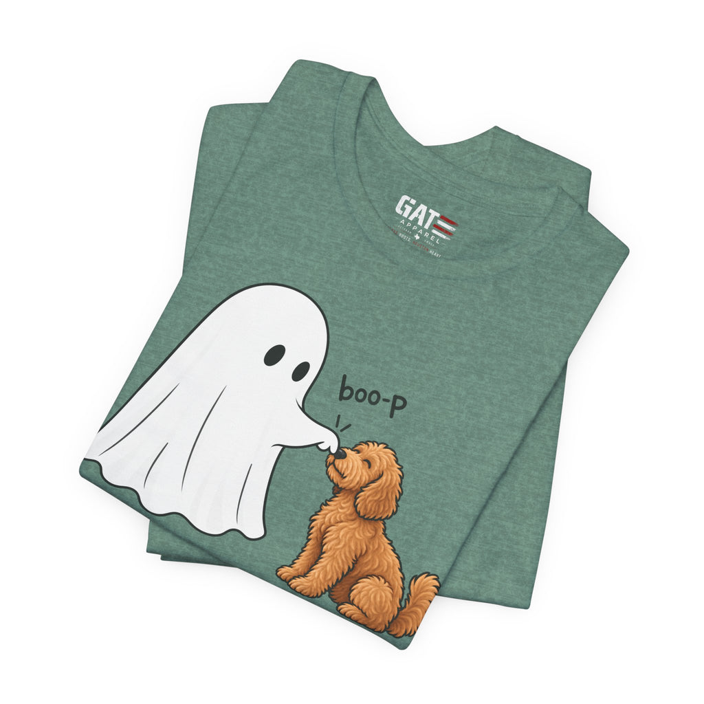 Halloween Ghost & Doodle— "boo-p" Cute Dog Halloween T-Shirt