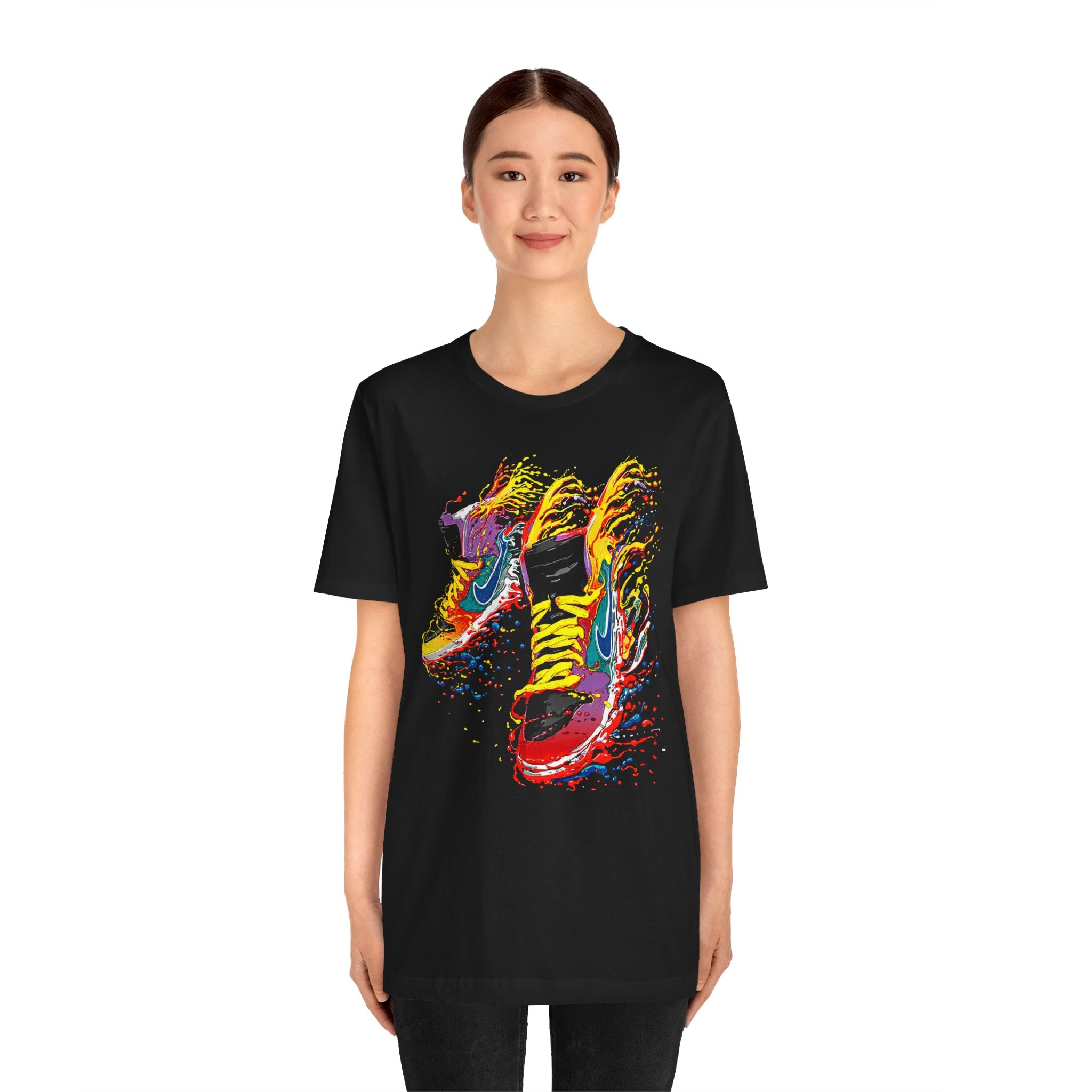 Color Splash Sneakers T‑Shirt — Vibrant Running Shoe Graphic Tee