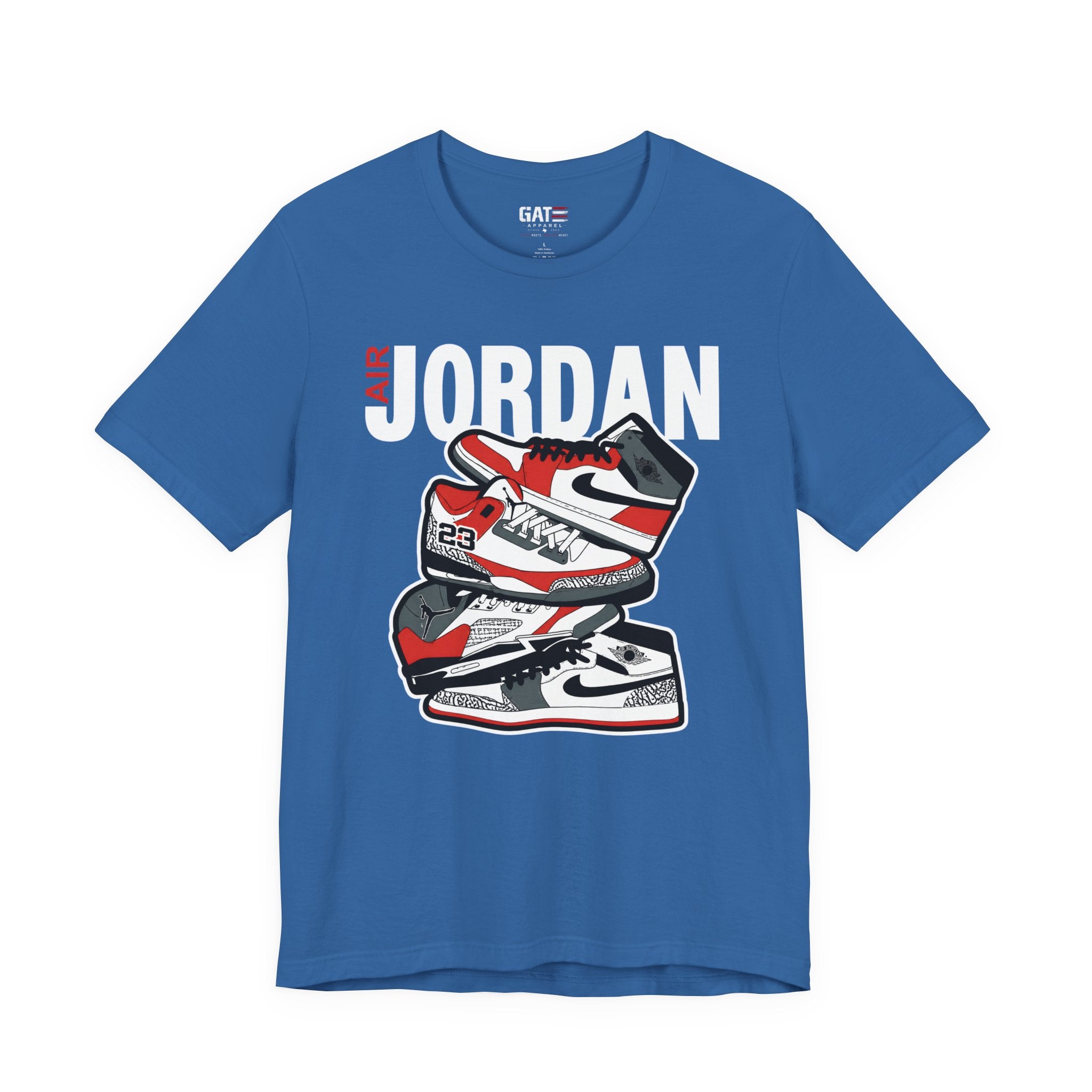 Jordan Sneaker Stack Tee — Retro Air Shoe Graphic T-Shirt