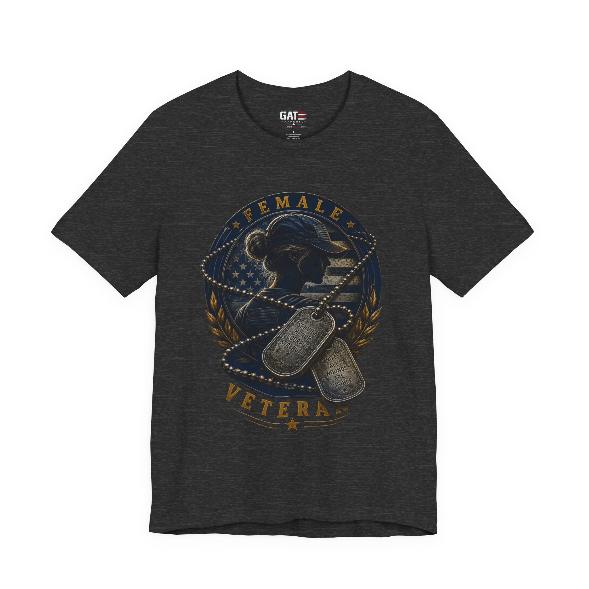 Female Veteran Shirt Patriotic Military Tee Dog Tag Shirt for Women Army Navy Marine Air Force Veteran Gift American Flag Shirt