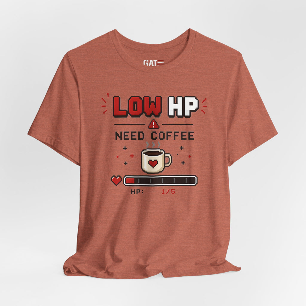 Funny Coffee Lover Shirt, Gamer Coffee Tee, Retro Pixel Art Shirt, Caffeine Addict Gift, Gaming T-Shirt