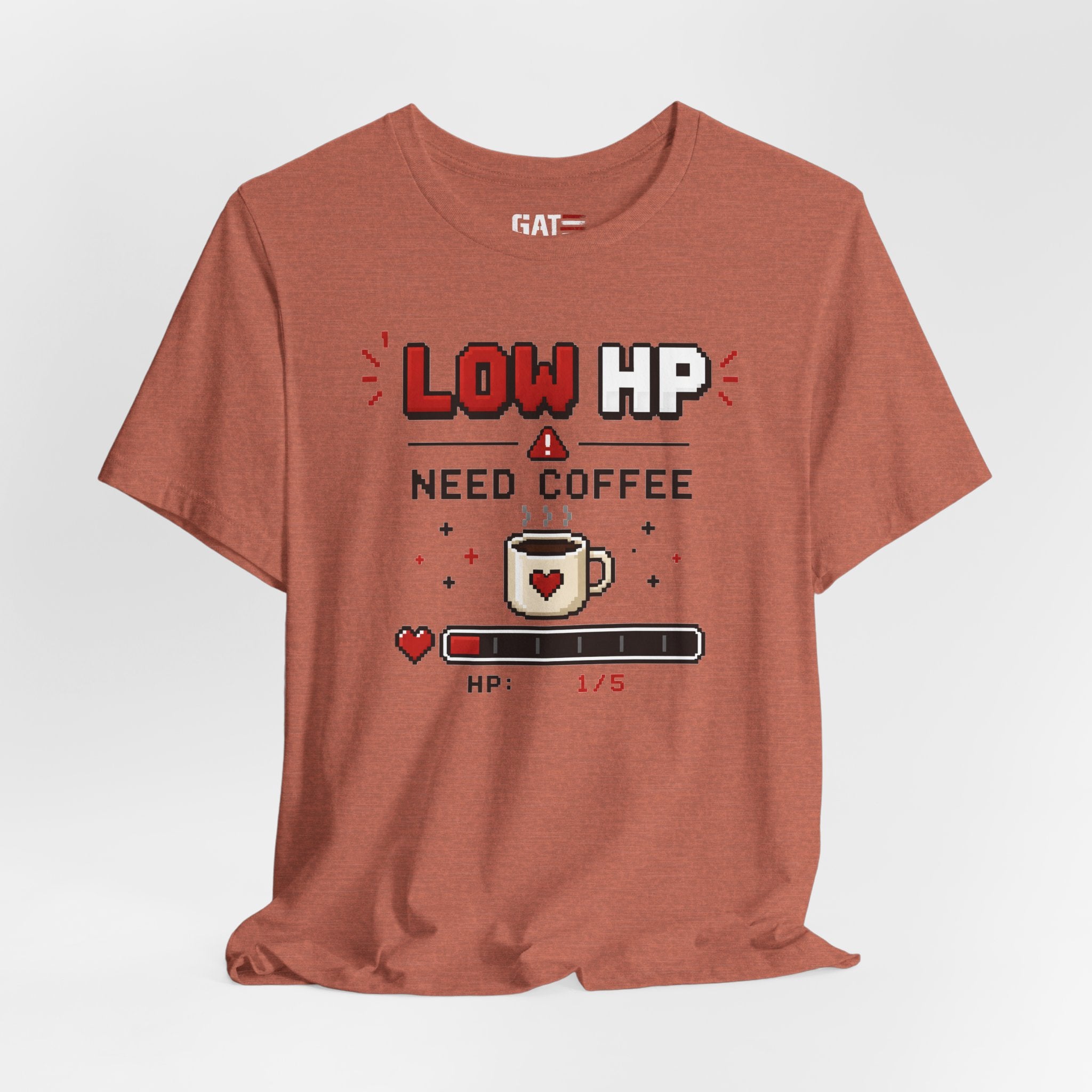 Funny Coffee Lover Shirt, Gamer Coffee Tee, Retro Pixel Art Shirt, Caffeine Addict Gift, Gaming T-Shirt