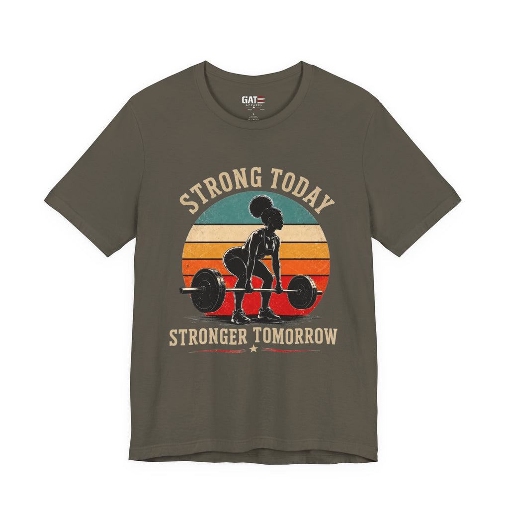 Strong Today Stronger Tomorrow Shirt, Women's Gym Shirt, Retro Weightlifting Tee, Fitness Gift for Women