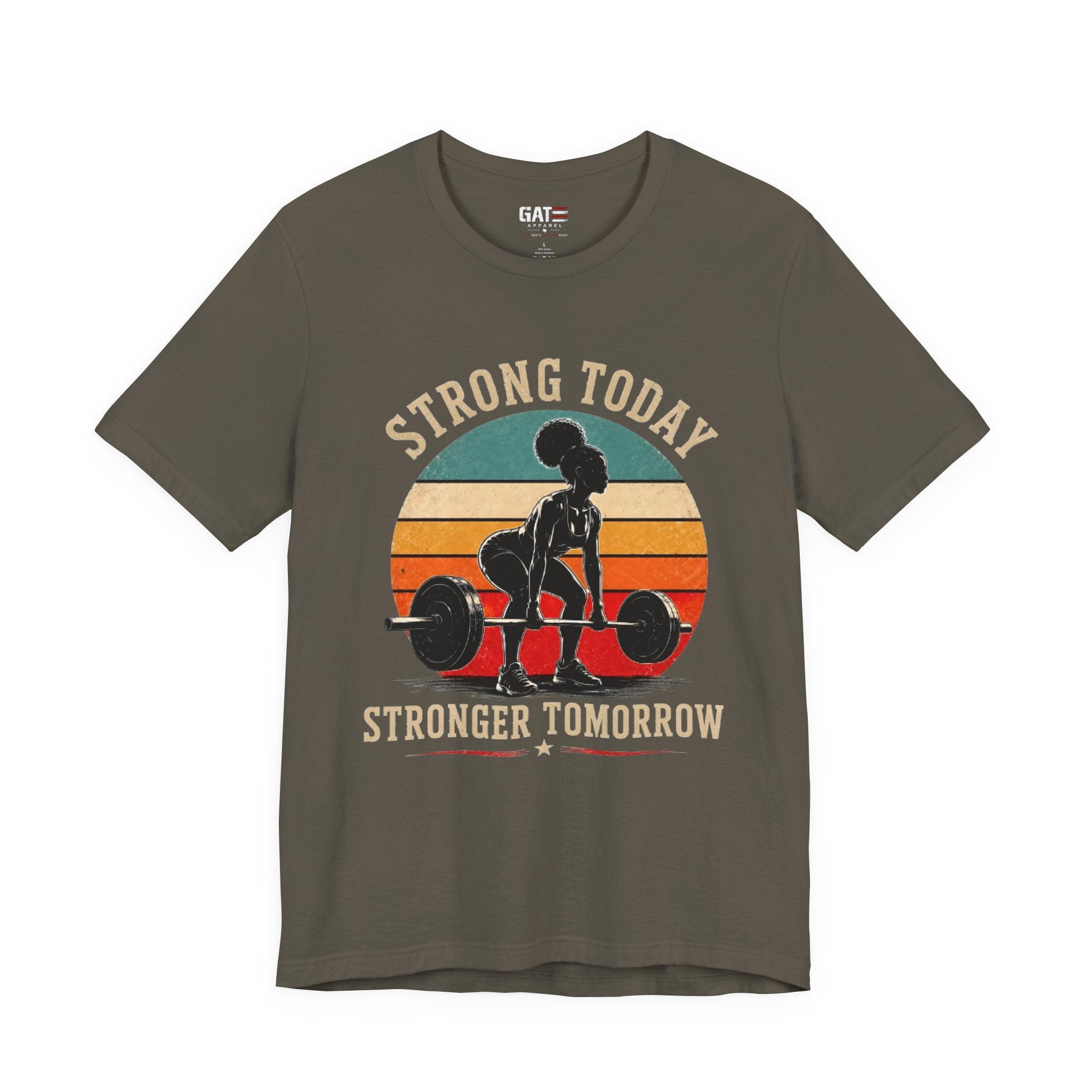Strong Today Stronger Tomorrow Shirt, Women's Gym Shirt, Retro Weightlifting Tee, Fitness Gift for Women