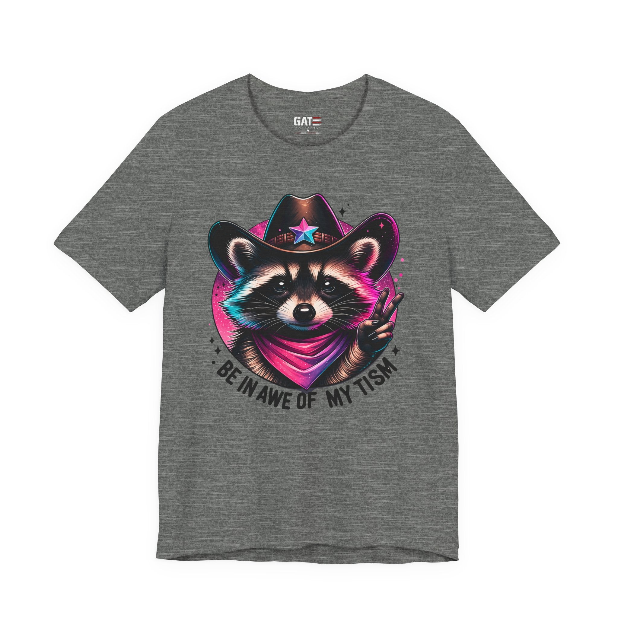 Raccoon Cowboy Graphic Tee – "Be in Awe of My Tism" Cute Western Animal T-Shirt