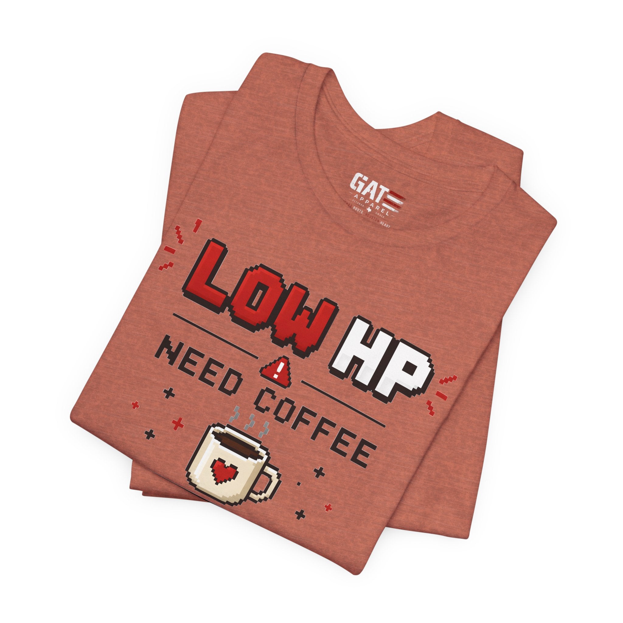 Funny Coffee Lover Shirt, Gamer Coffee Tee, Retro Pixel Art Shirt, Caffeine Addict Gift, Gaming T-Shirt