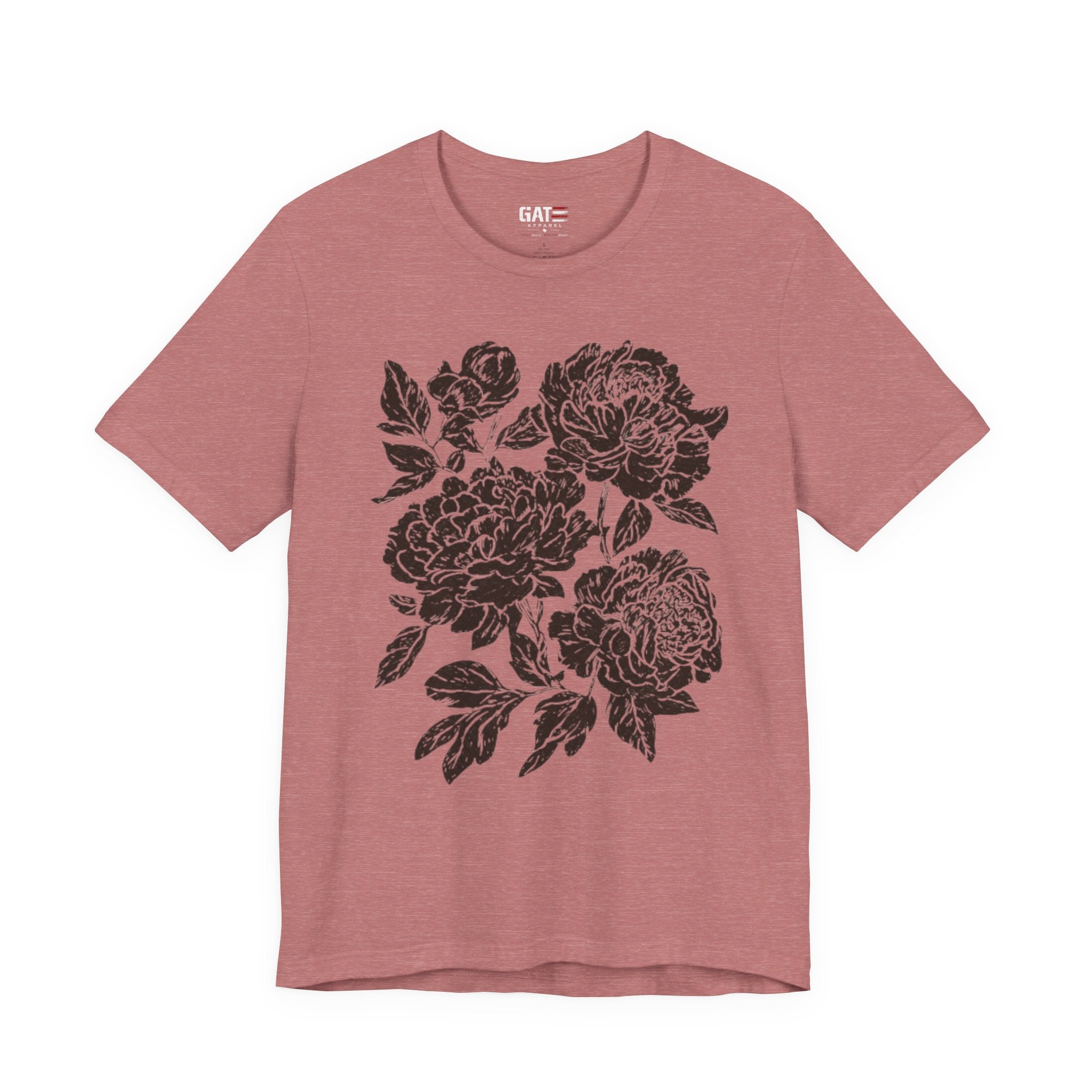 Floral Peony Tee — Vintage Black Rose Bouquet Graphic T-Shirt