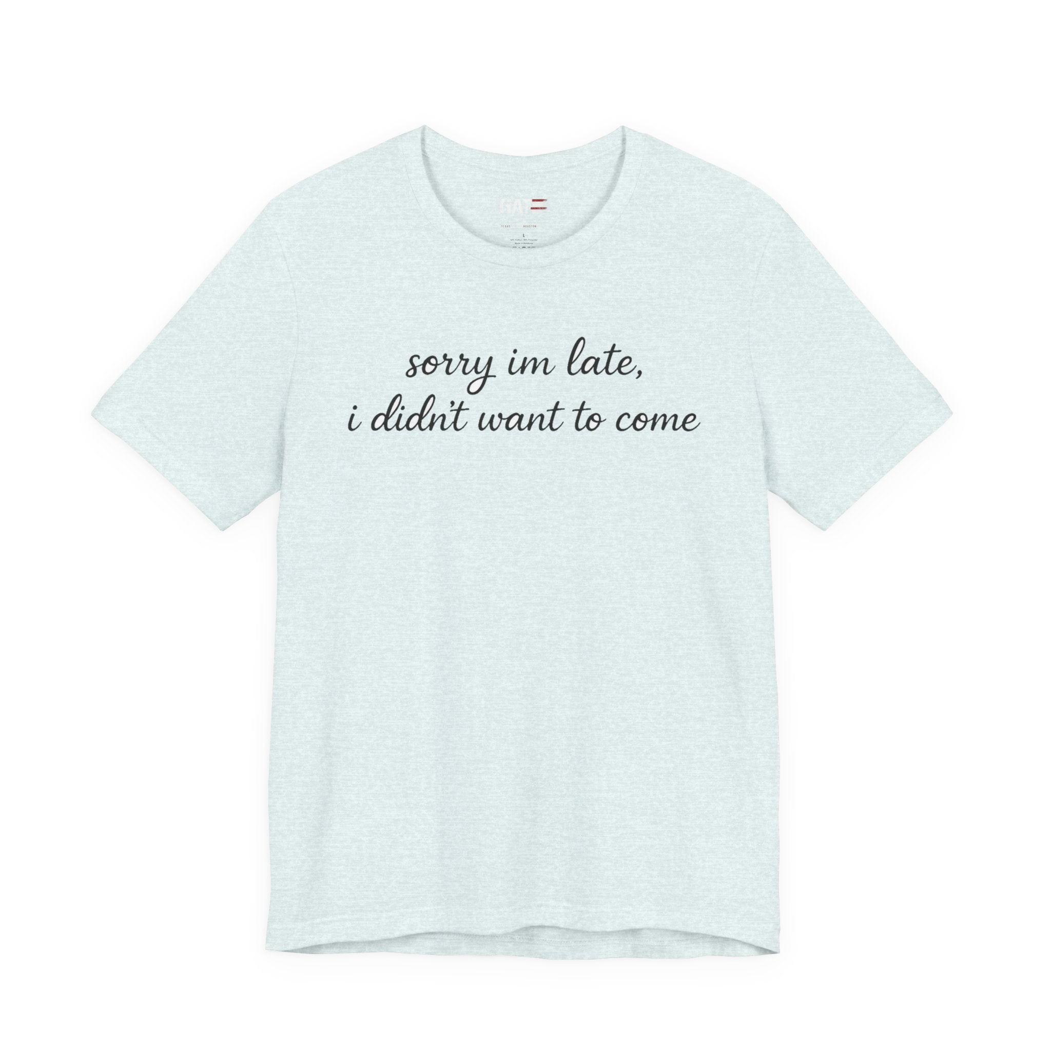 Sorry I'm Late I Didn't Want to Come Shirt, Funny Introvert Tee, Sarcastic Graphic Shirt, Minimalist Script Tee