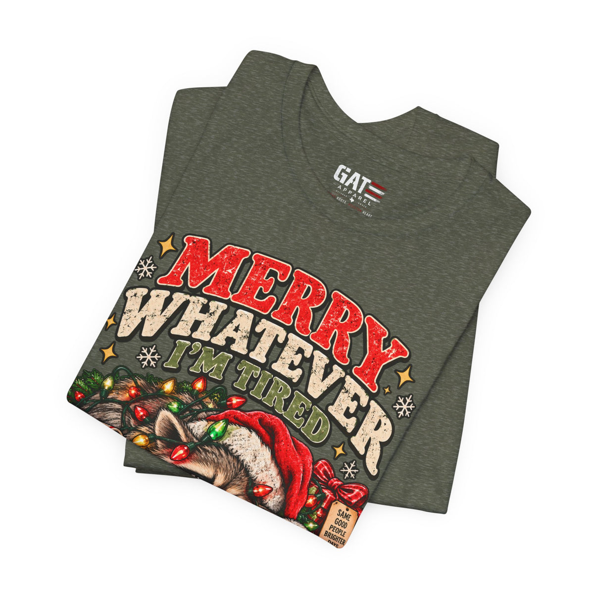 Merry Whatever Raccoon Christmas Shirt | Funny Holiday Tee