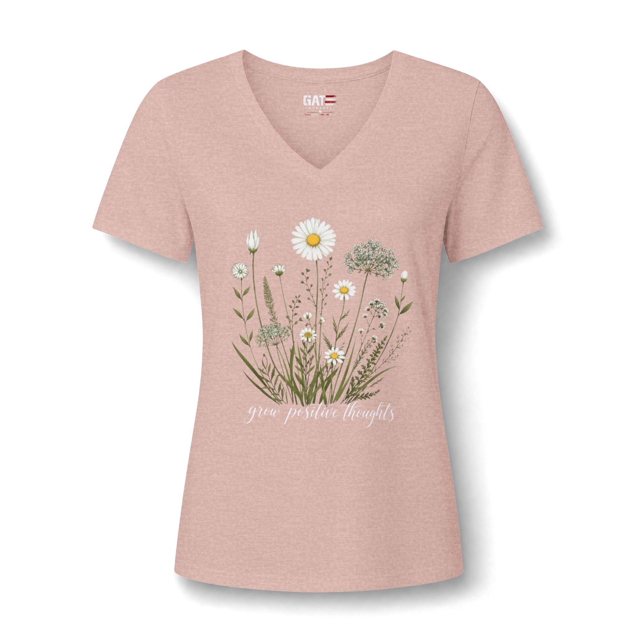 Daisy Wildflower V-Neck Tee — Give Positive Thoughts Floral Women's Shirt