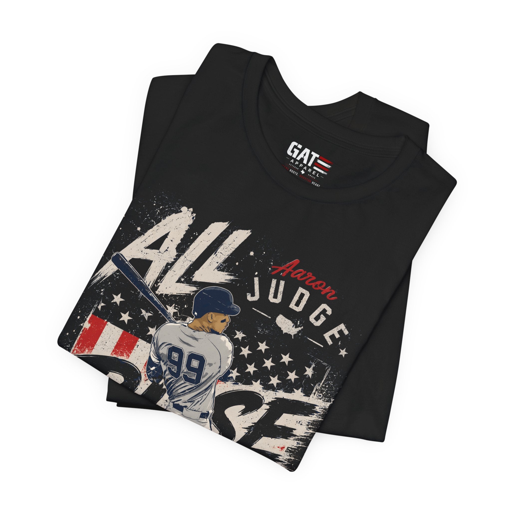 Aaron Judge All Rise Shirt, New York Baseball Patriotic Graphic Tee, Vintage USA Flag Baseball Fan Gift