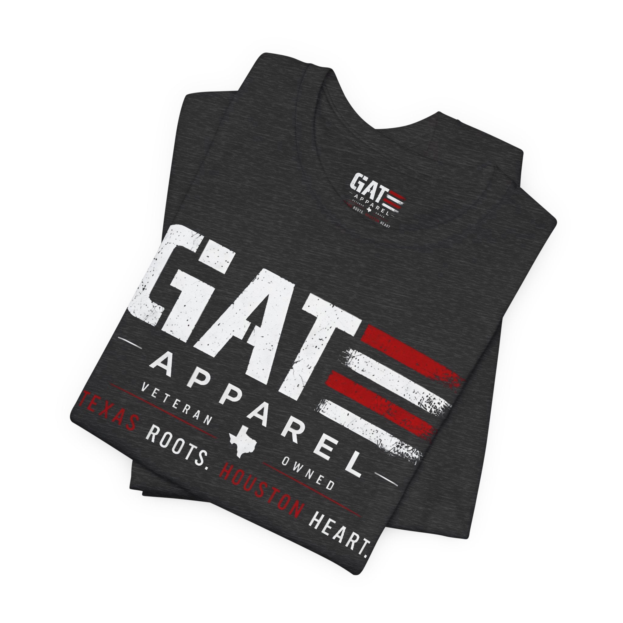 Official Gat Apparel Texas Roots Austin Heart T-Shirt | Vintage Flag Logo, GAT Logo