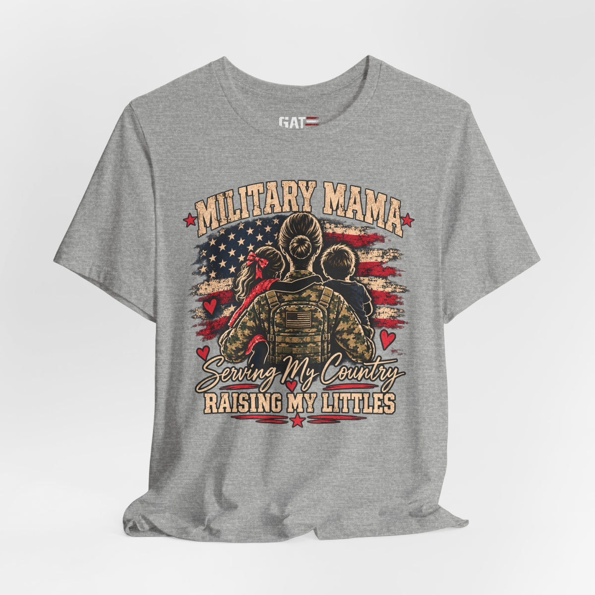 Military Mama T-Shirt – "Serving My Country, Raising My Littles" Patriotic Mom Tee