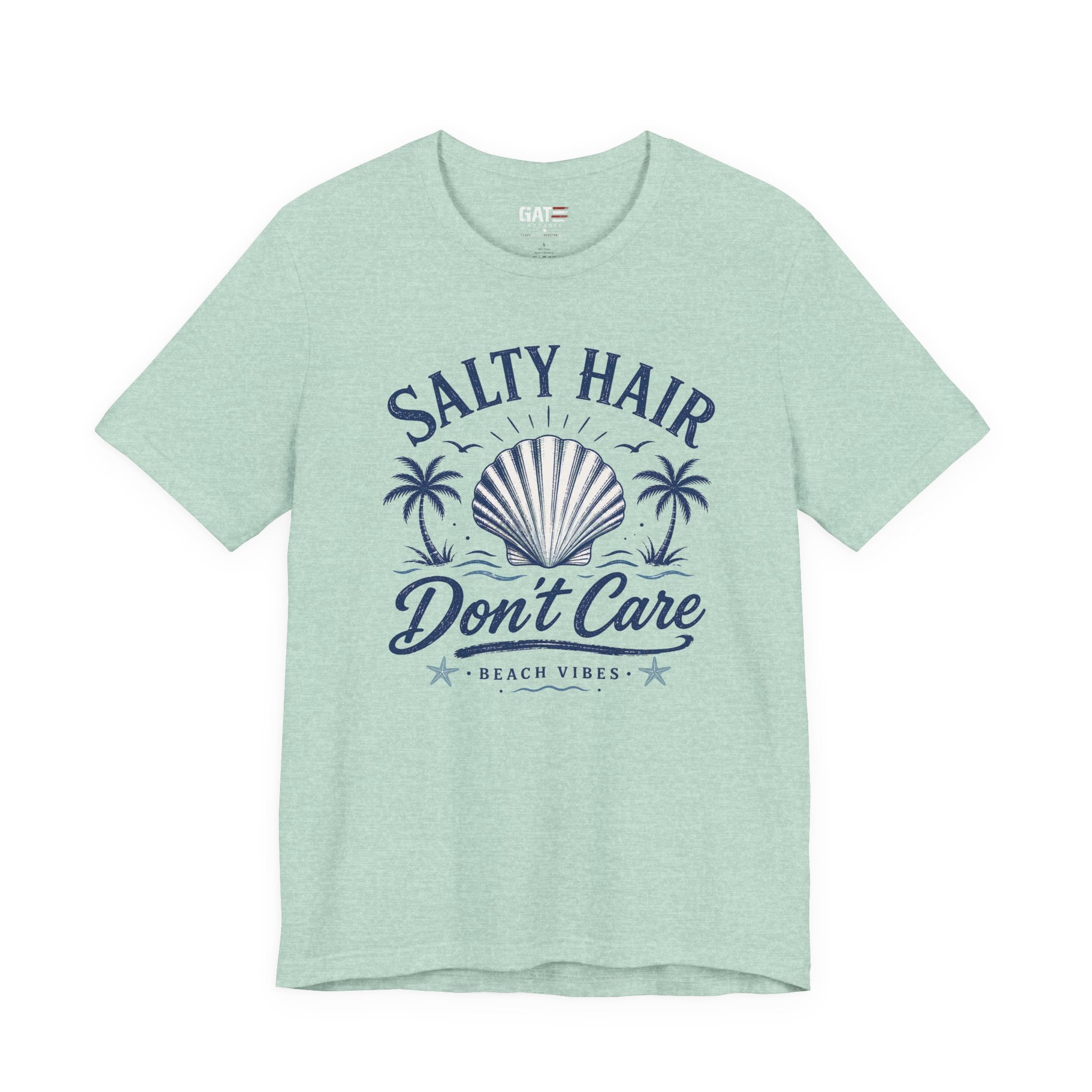 Salty Hair Don't Care T‑Shirt — Beach Vibes Shell Graphic Tee