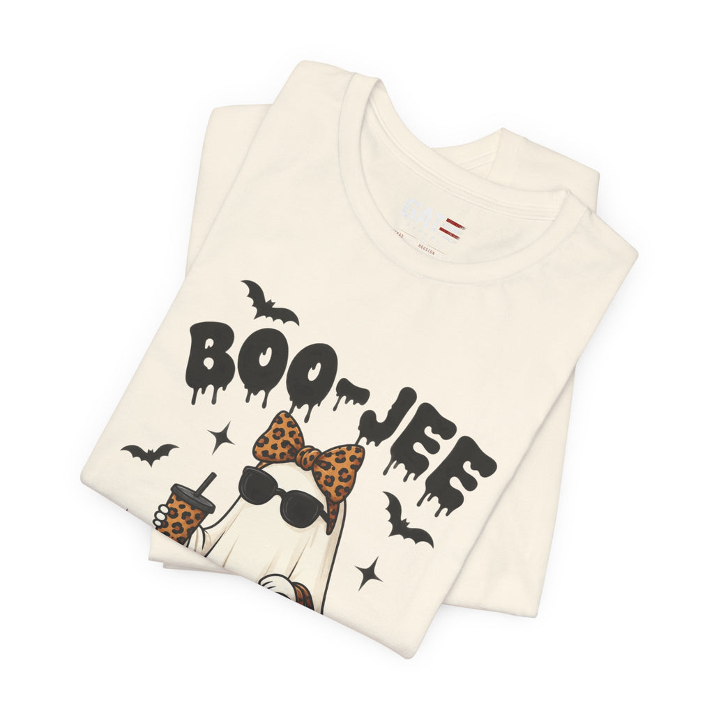 Boo-Jee Leopard Ghost Tee — Cute Halloween Graphic T-Shirt