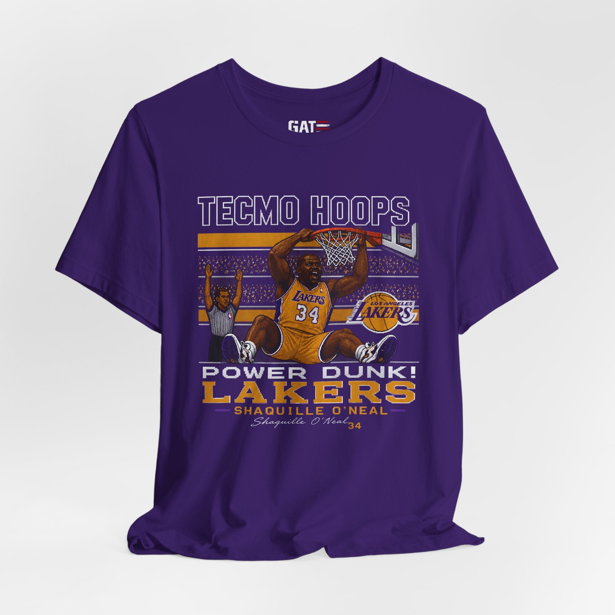 Tecmo Hoops Shaquile O'Neal Power Dunk Lakers Tee | Retro Basketball Graphic Shirt