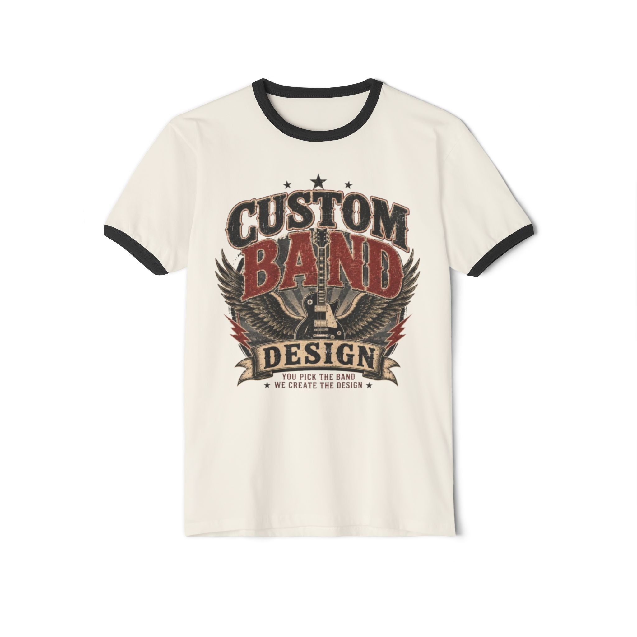 Band Graphic Ringer T-Shirt — "Custom Band Design" Retro Rock Tee