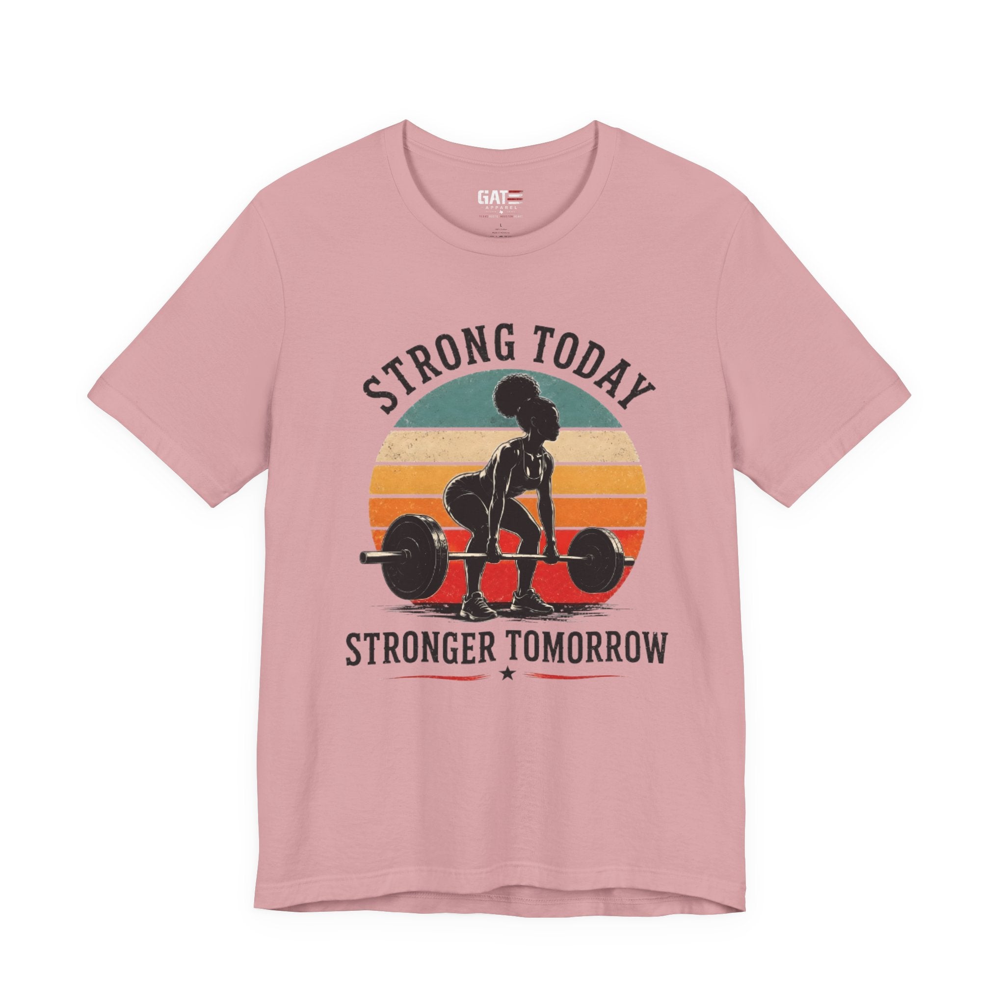 Strong Today Stronger Tomorrow Shirt, Women's Gym Shirt, Retro Weightlifting Tee, Fitness Gift for Women