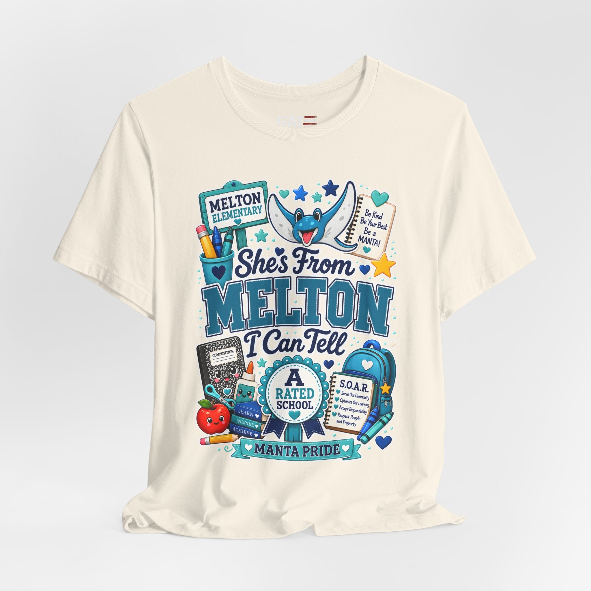 She's From Melton School Tee — Manta Pride Elementary Graphic T‑Shirt