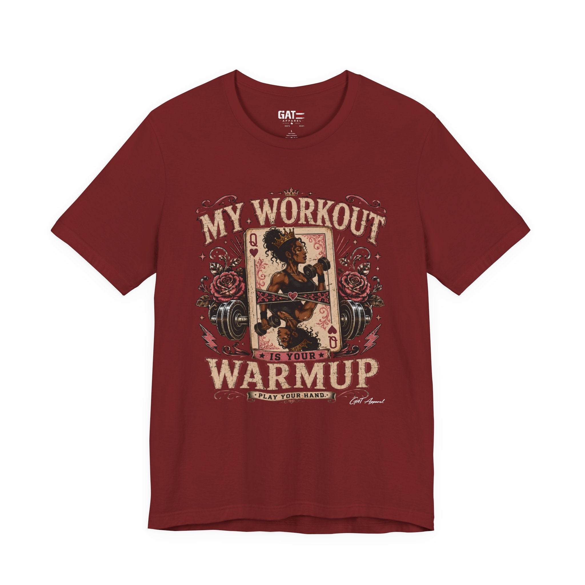 My Workout Is Your Warmup Shirt, Retro Gym Shirt for Women, Queen of Hearts Fitness Tee, Weightlifting Gift