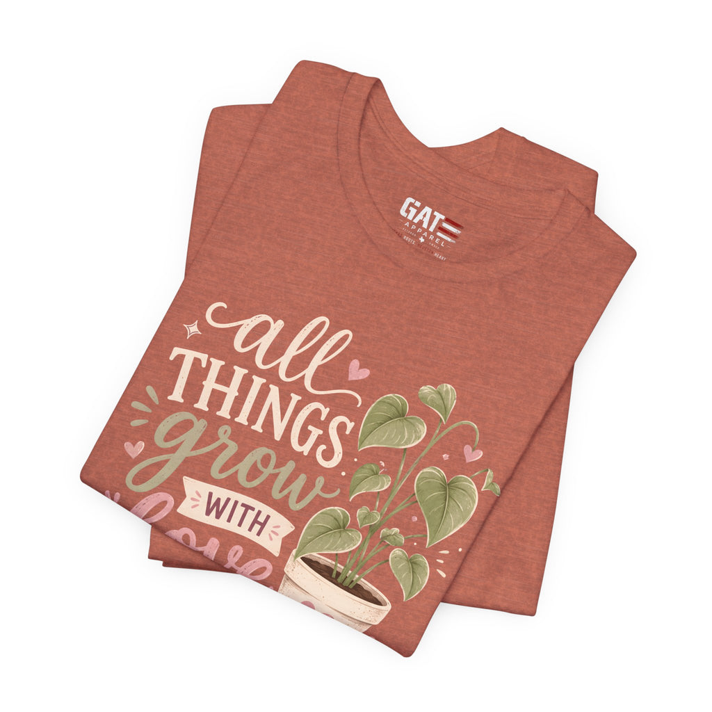 Plant Lover Shirt, All Things Grow With Love Shirt, Gardening Shirt, Botanical Tee, Plant Mom Gift, Flower Lover