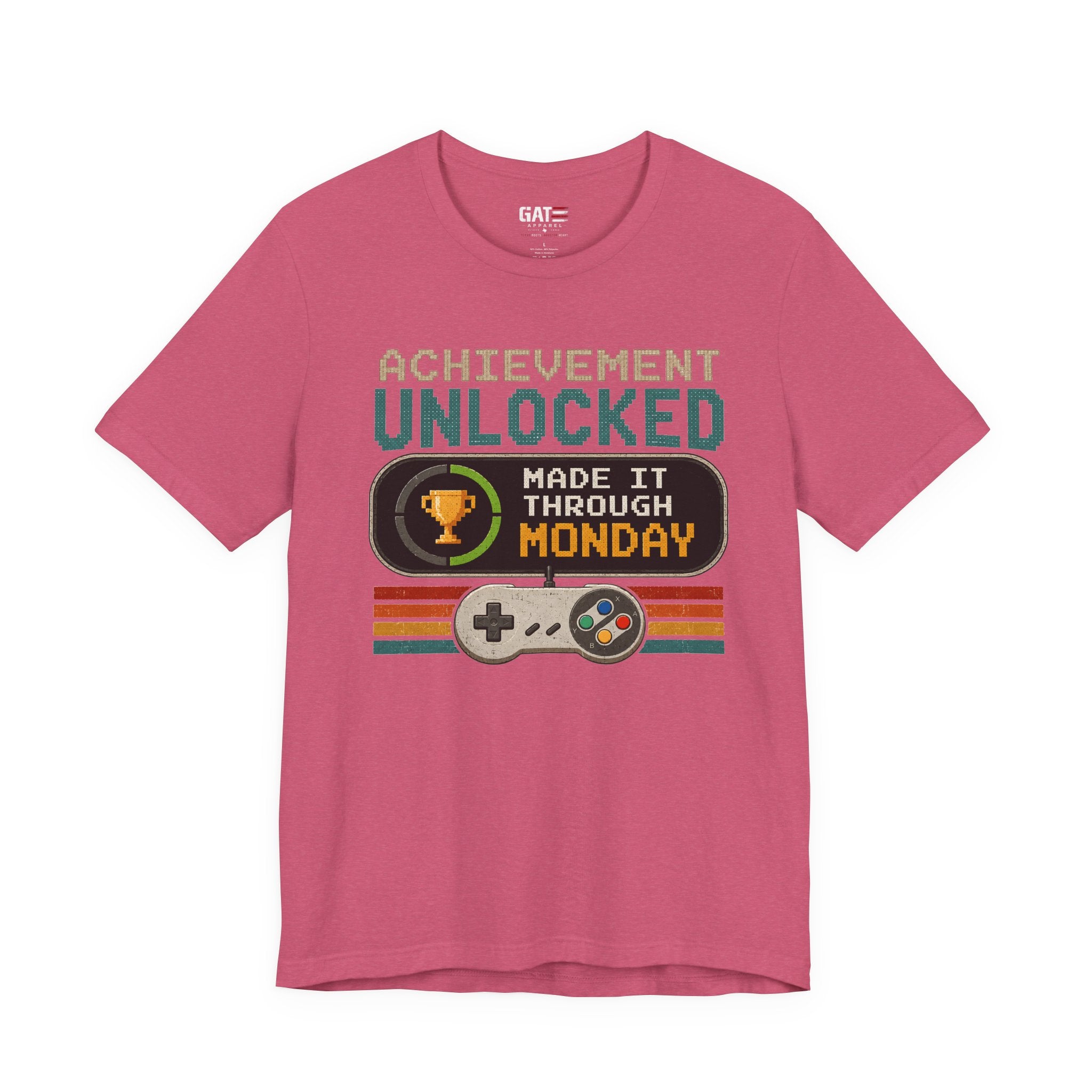 Retro Gaming Shirt, Funny Work Shirt, Made It Through Monday Tee, Gamer Gift for Men Women, Office Humor Shirt