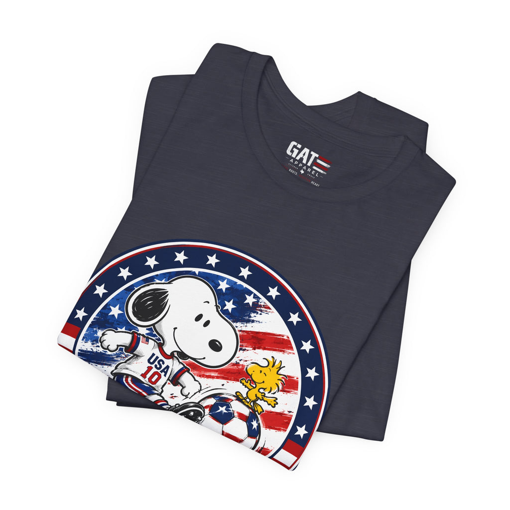 USA Soccer Snoopy Shirt  Patriotic USA Soccer Tee American Flag Design, World Cup, Soccer Fan
