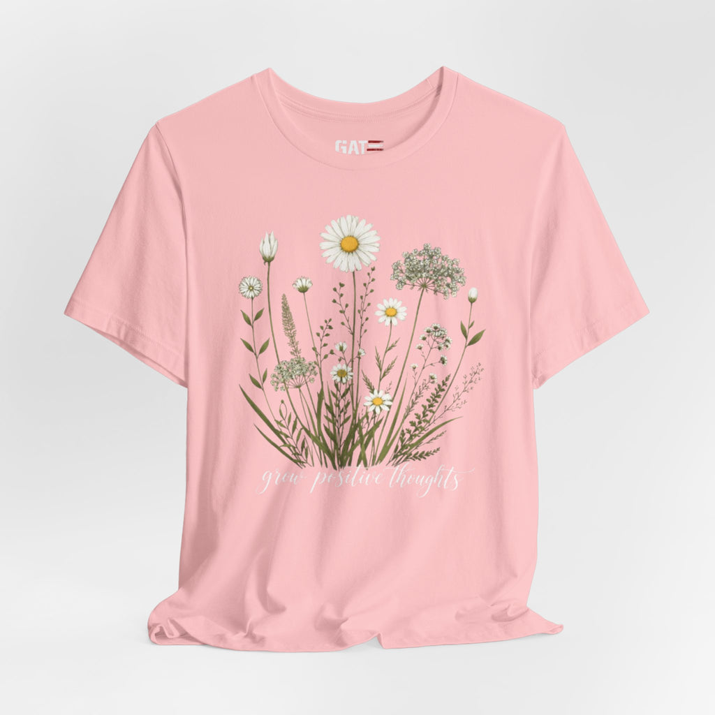 Floral 'Grow Positive Thoughts' T‑Shirt