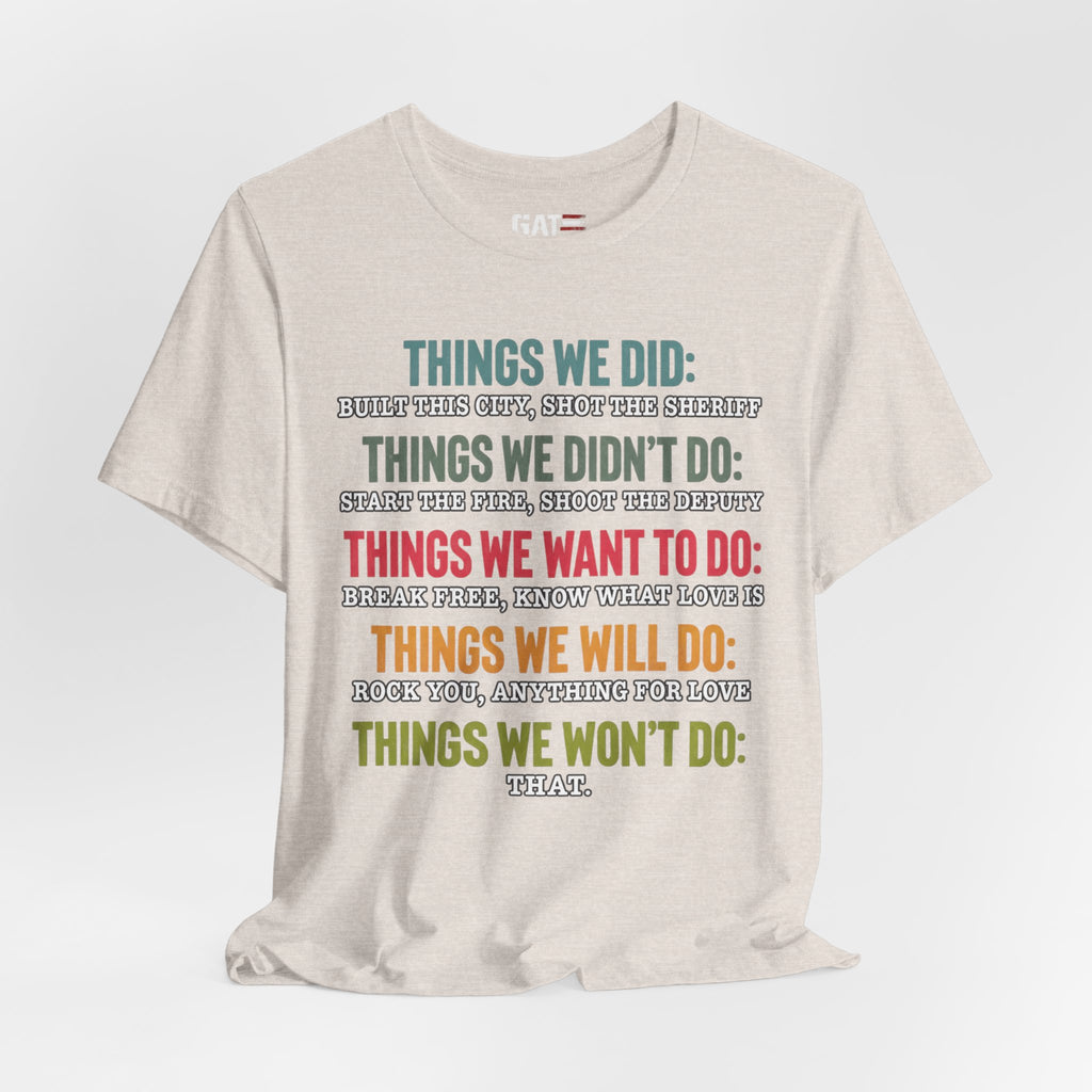 Things We Will Do Checklist T-Shirt — Funny Motivational List Tee