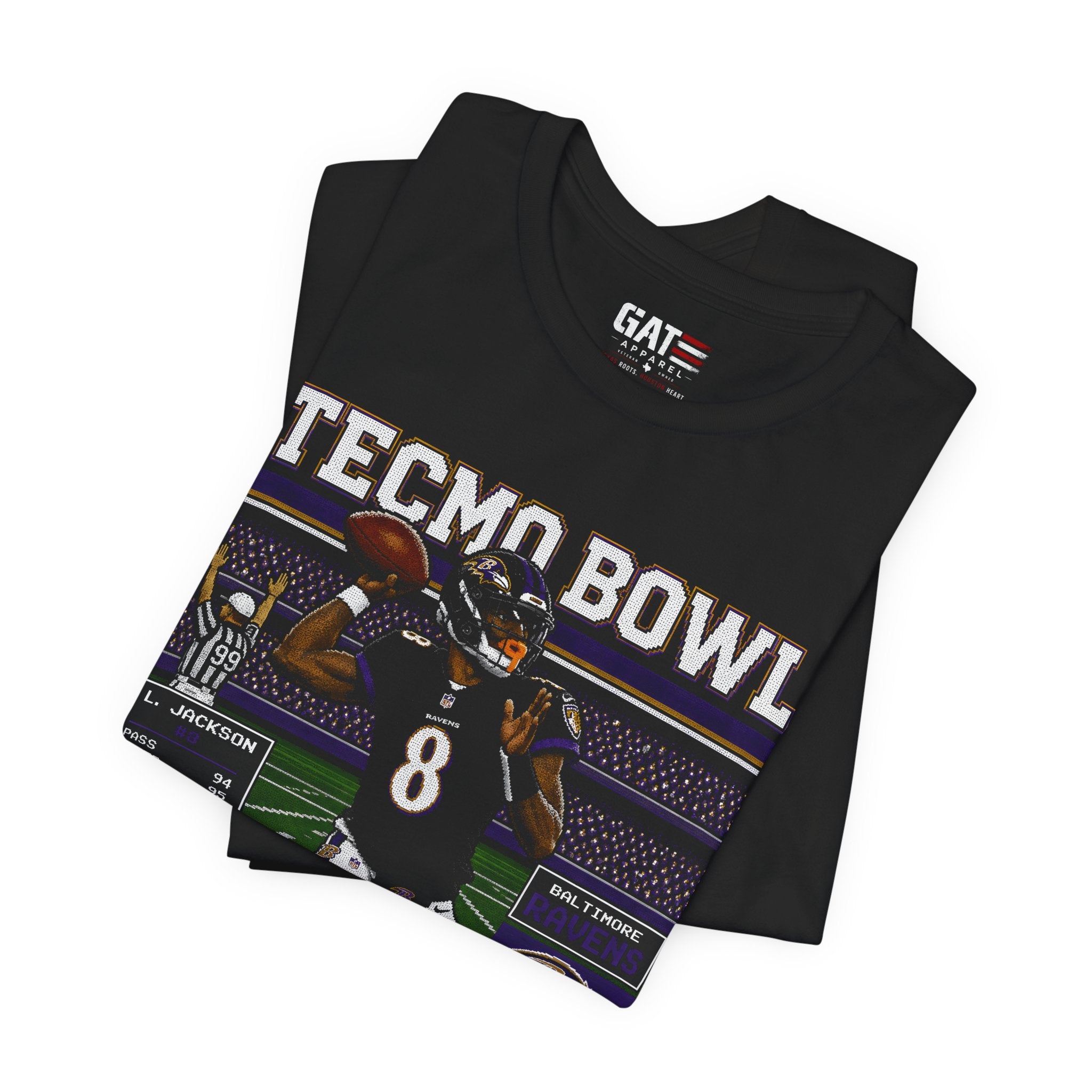 Lamar Jackson Tecmo Bowl Shirt Retro 8 Bit Football Tee Vintage Video Game Inspired Graphic T Shirt Gift for Fans