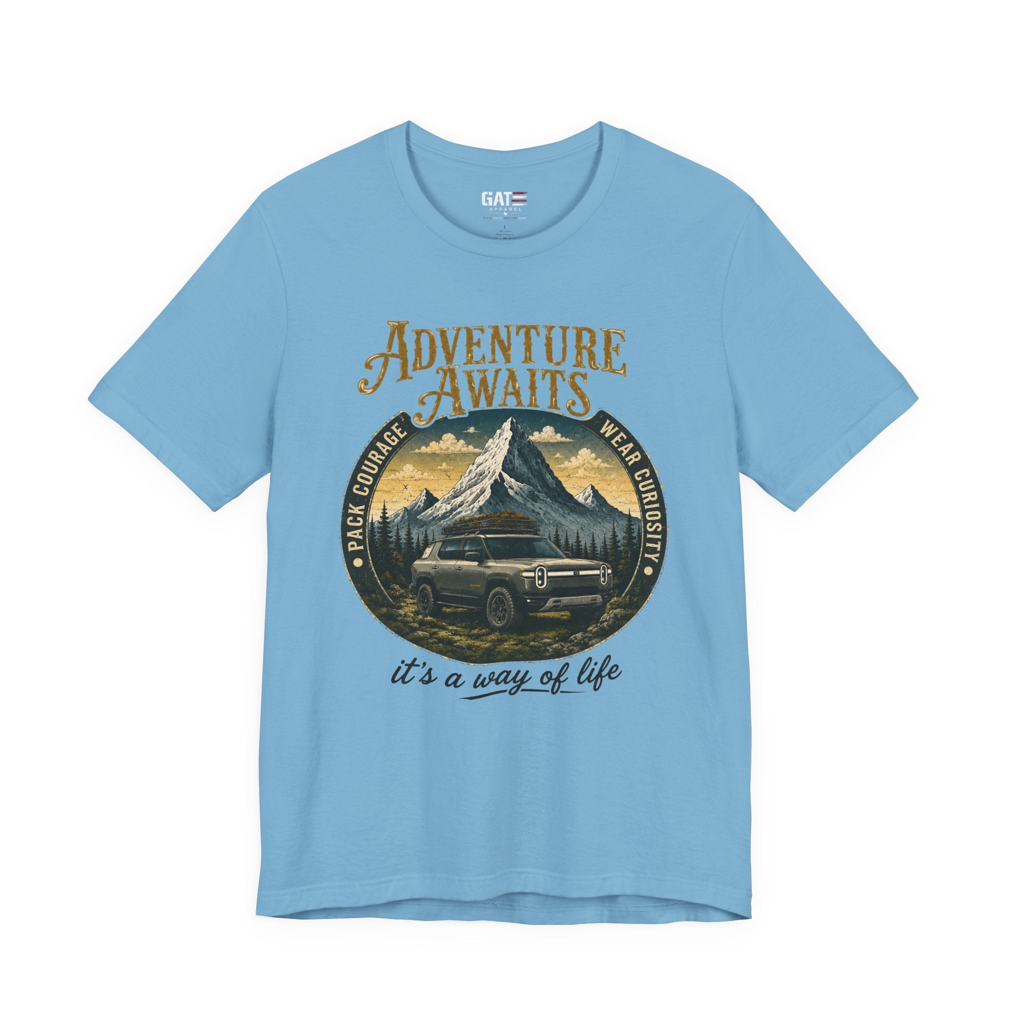 Adventure Awaits Shirt, Rivian Camping, Mountain Adventure Tee, Overlanding Shirt, Off Road SUV Graphic Tee, Outdoor, Nature Lover Shirt